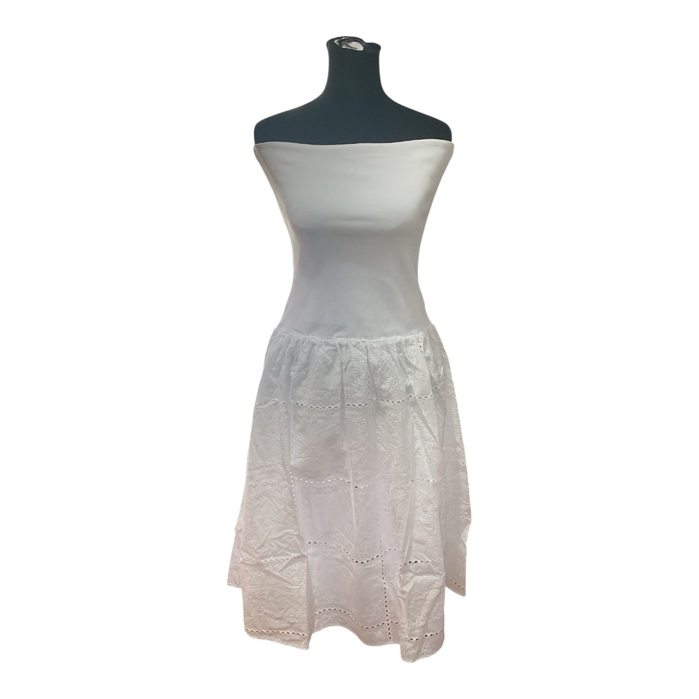 WEWOREWHAT strapless white multi dress Sz L NWT